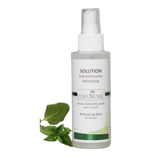 Solution rafraîchissante pour les pieds PodoSensé 120 ml — bruine aux huiles essentielles de menthe, sauge et arbre à thé