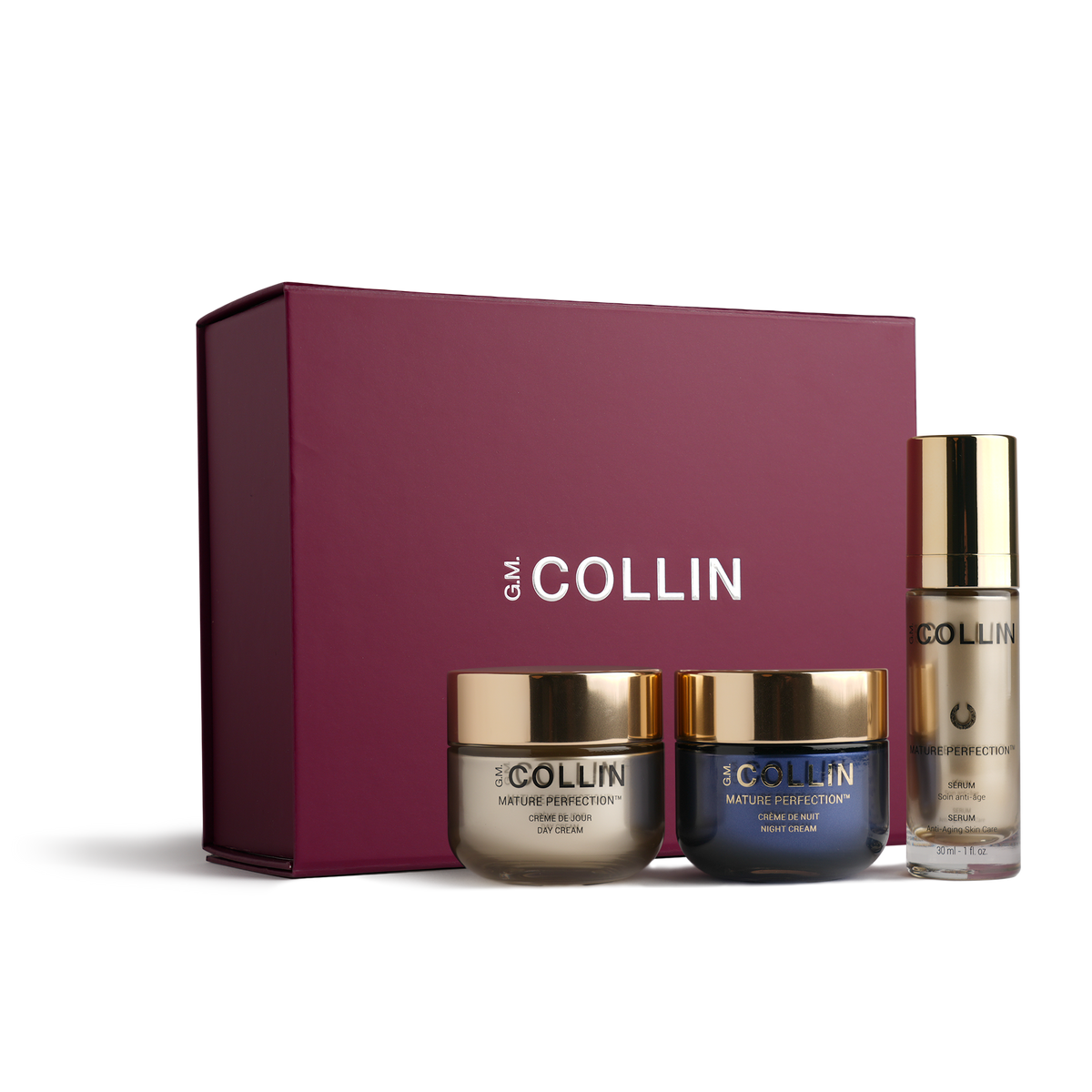 Coffret des fêtes Mature Perfection de G.M. Collin, avec sérum, crème de jour et crème de nuit, au Spa Santé Le Nénuphar.