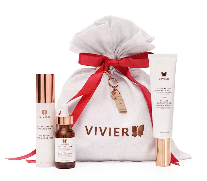 Ensemble cadeau Éclat renouvelé Vivier avec Sérum Radiance, peeling enzymatique illuminateur et hydratant anti-âge de jour, Spa Santé Le Nénuphar