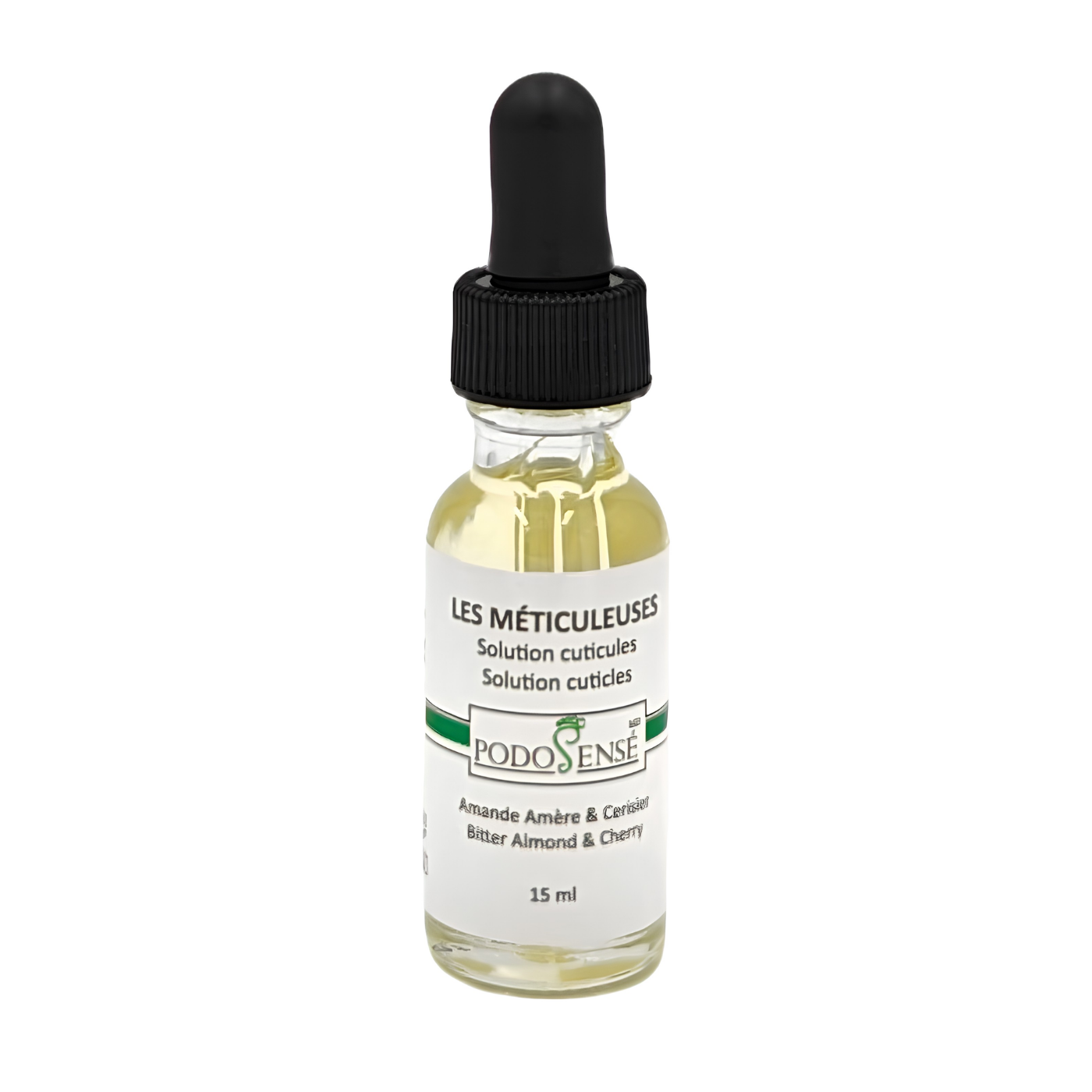 Huile pour cuticules Amande Amère & Cerisier Les Méticuleuses PodoSensé 15 ml — soin nourrissant aux huiles précieuses pour cuticules et ongles