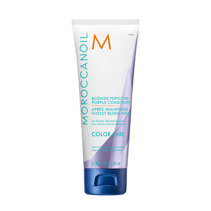 Après-shampooing violet blond parfait Moroccanoil 70 ml format voyage — Spa Santé Le Nénuphar

