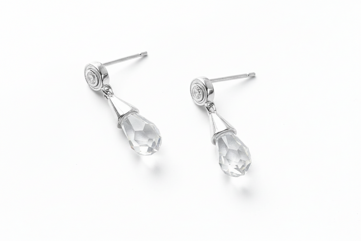 Boucles d'oreilles In Love Argent Caroline Néron — argent 925 plaqué or 14K cristaux Swarovski — Spa Santé Le Nénuphar