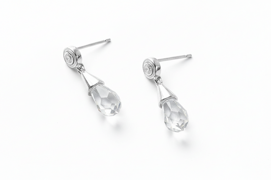 Boucles d'oreilles In Love Argent Caroline Néron — argent 925 plaqué or 14K cristaux Swarovski — Spa Santé Le Nénuphar