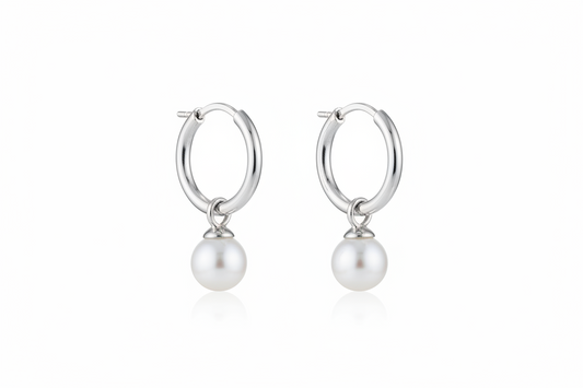 Boucles d'oreilles Pearlfection Caroline Néron — anneau argent 925 avec perle amovible — Spa Santé Le Nénuphar
