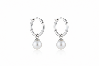 Boucles d'oreilles Pearlfection Caroline Néron — anneau argent 925 avec perle amovible — Spa Santé Le Nénup