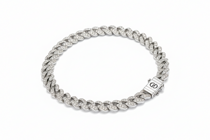 Bracelet Bombshell Argent Caroline Néron — chaîne cubaine pavée zircon argent 925 — Spa Santé Le Nénuphar
