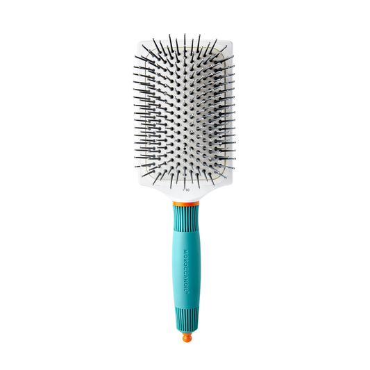 Brosse plate à picot Moroccanoil - manche turquoise et picots en acier - Spa Santé Le Nénuphar