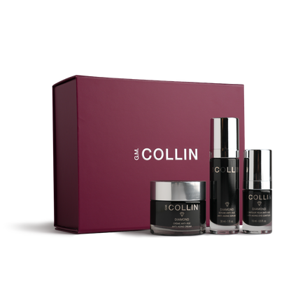 Coffret des fêtes Diamond G.M. Collin comprenant un sérum, une crème et un soin contour des yeux, offert au Spa Santé Le Nénuphar