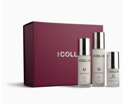 Coffret des Fêtes Collagène G.M. Collin avec trois produits de soin, disponible au Spa Santé Le Nénuphar