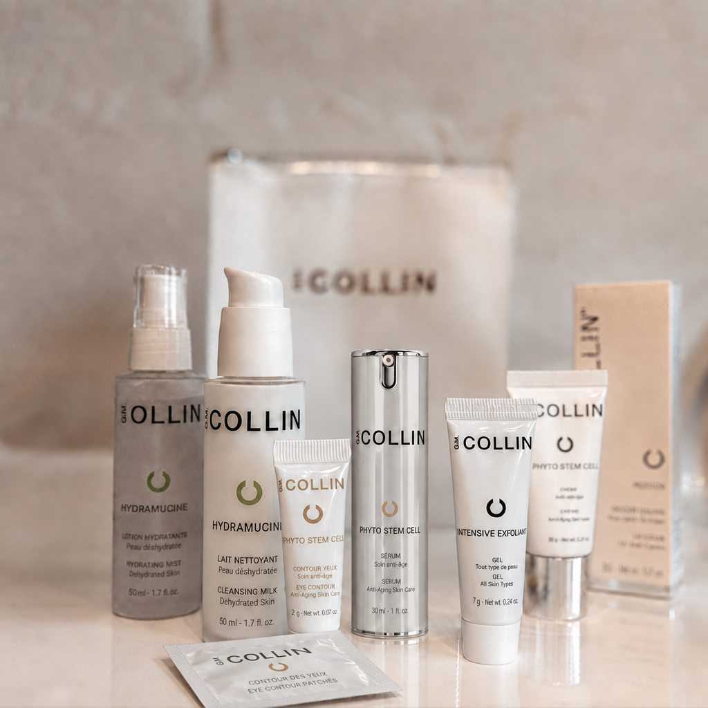 Coffret voyage Phyto Stem Cell G.M. Collin avec sérum 30 ml, soin contour des yeux 2 g et patchs yeux - Spa Santé Le Nénuphar