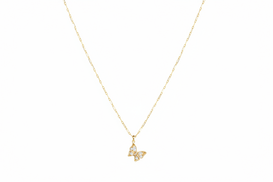 Collier Ailes Précieuses Caroline Néron — pendentif papillon zircon or — Spa Santé Le Nénuphar