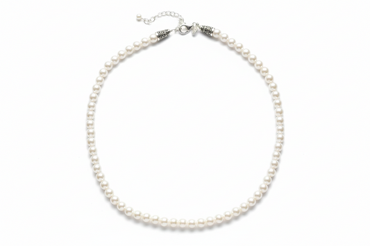 Collier Amour Pur Caroline Néron en argent 925 avec perles Swarovski blanches — Spa Santé Le Nénuphar