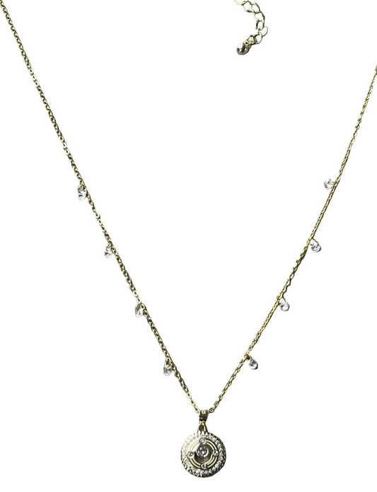 Collier Stella Caroline Néron en argent 925 plaqué or avec cristaux Swarovski et pierres naturelles — Spa Santé Le Nénuphar