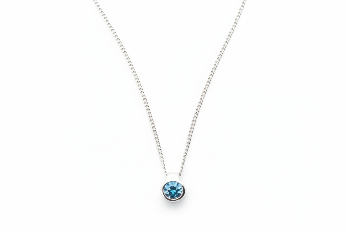Collier Sweet Love Bleu Cobalt Caroline Néron — solitaire zircon bleu cobalt argent 925 — Spa Santé Le Nénuphar