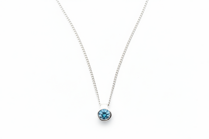 Collier Sweet Love Bleu Cobalt Caroline Néron — solitaire zircon bleu cobalt argent 925 — Spa Santé Le Nénuphar