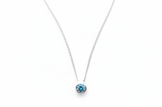 Collier Sweet Love Bleu Cobalt Caroline Néron — solitaire zircon bleu cobalt argent 925 — Spa Santé Le Nénuphar