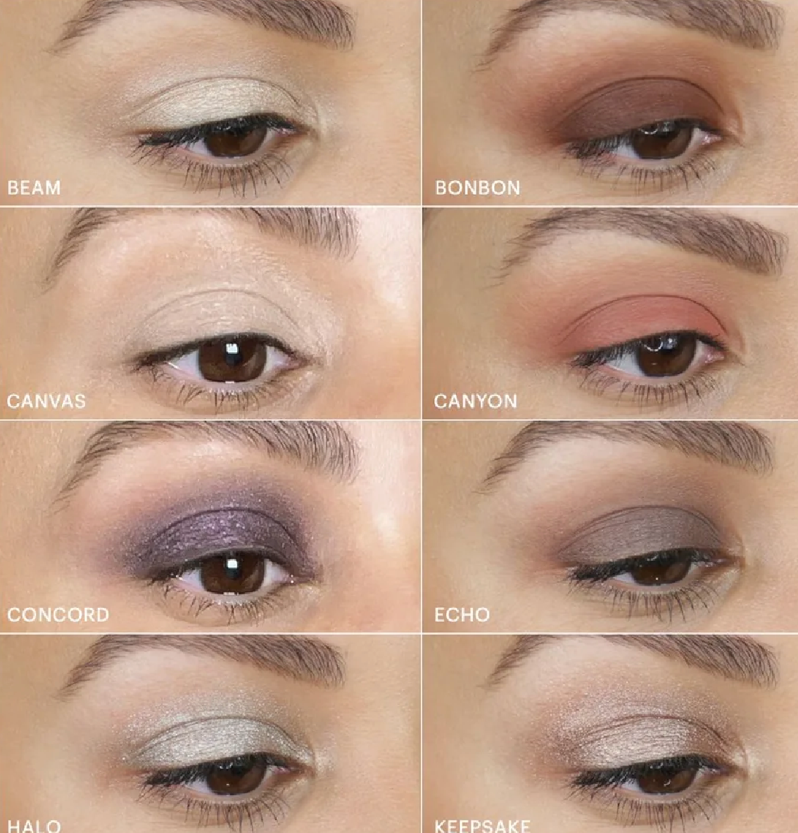 Nuancier Cream Stay Shadow Stick Glo Skin Beauty : huit maquillages des yeux étiquetés Beam, Bonbon, Canvas, Canyon, Concord, Echo, Halo et Keepsake, Spa Santé Le Nénuphar