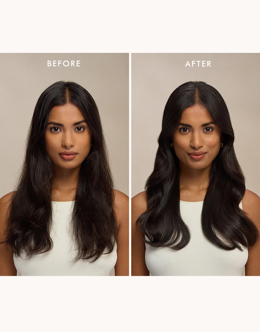 Résultat avant et après avec la Crème de coiffage hydratante Moroccanoil — Spa Santé Le Nénuphar