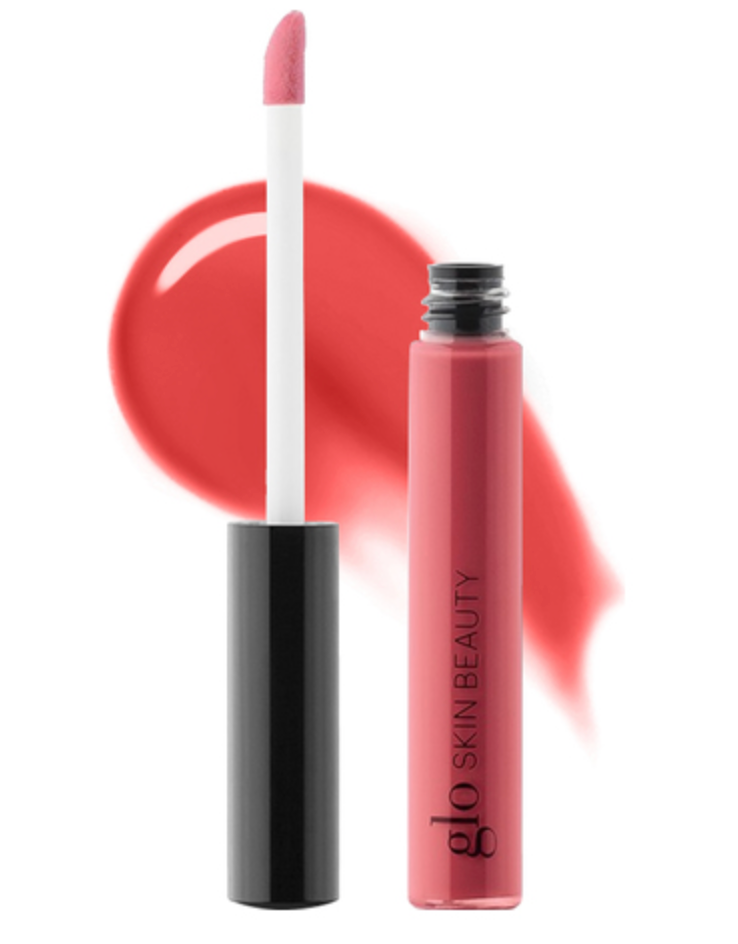 Tube ouvert du gloss Flamingo Glo Skin Beauty montrant sa couleur — Spa Santé Le Nénuphar