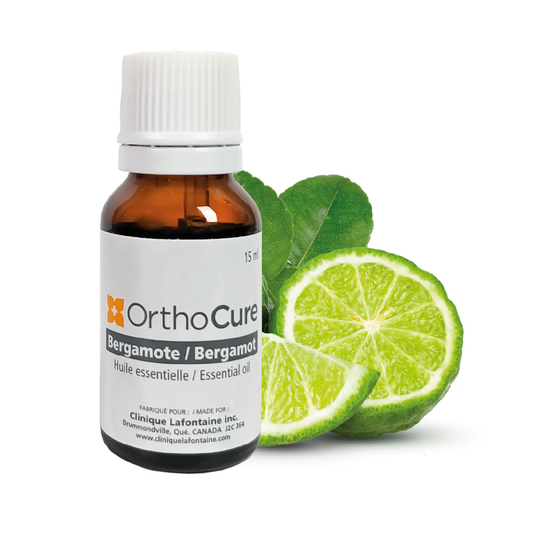 Huile essentielle de bergamote 15 ml OrthoCure — calmante et anxiolytique — Spa Santé Le Nénuphar