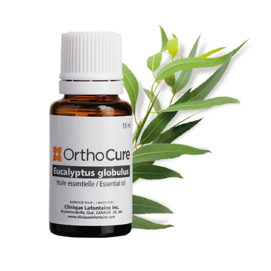 Huile essentielle d'eucalyptus globulus 15 ml OrthoCure — décongestionnante et antiseptique — Spa Santé Le Nénuphar