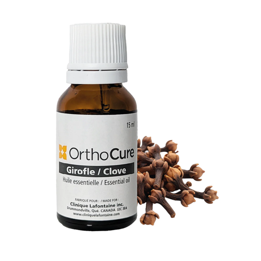 Huile essentielle de girofle 15 ml OrthoCure — analgésique et antiseptique large spectre — Spa Santé Le Nénuphar