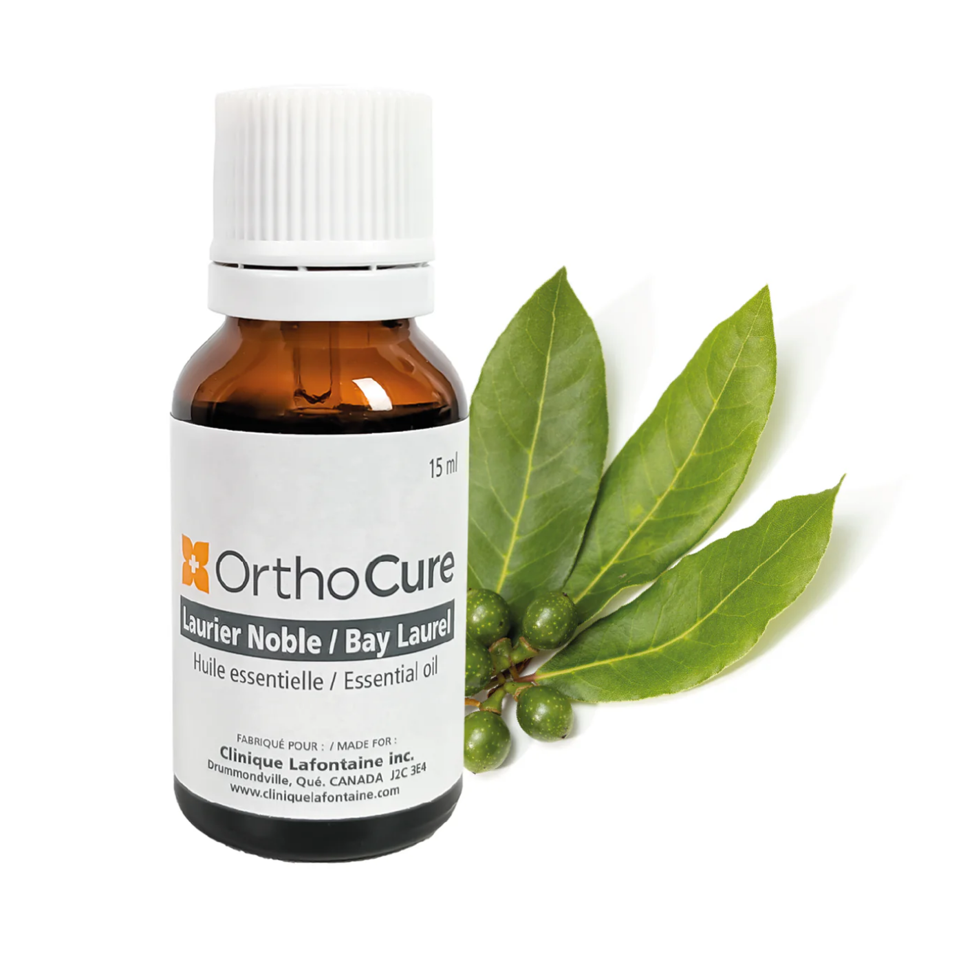 Huile essentielle de laurier noble 15 ml OrthoCure — expectorante et antibactérienne — Spa Santé Le Nénuphar