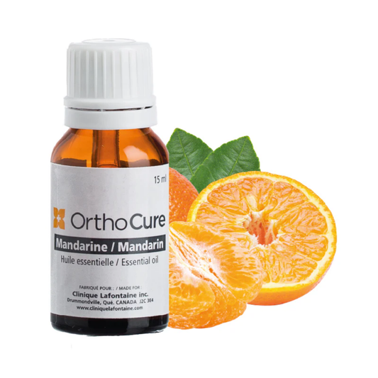 Huile essentielle de mandarine OrthoCure avec zestes d'agrumes — aromathérapie naturelle — Spa Santé Le Nénuphar