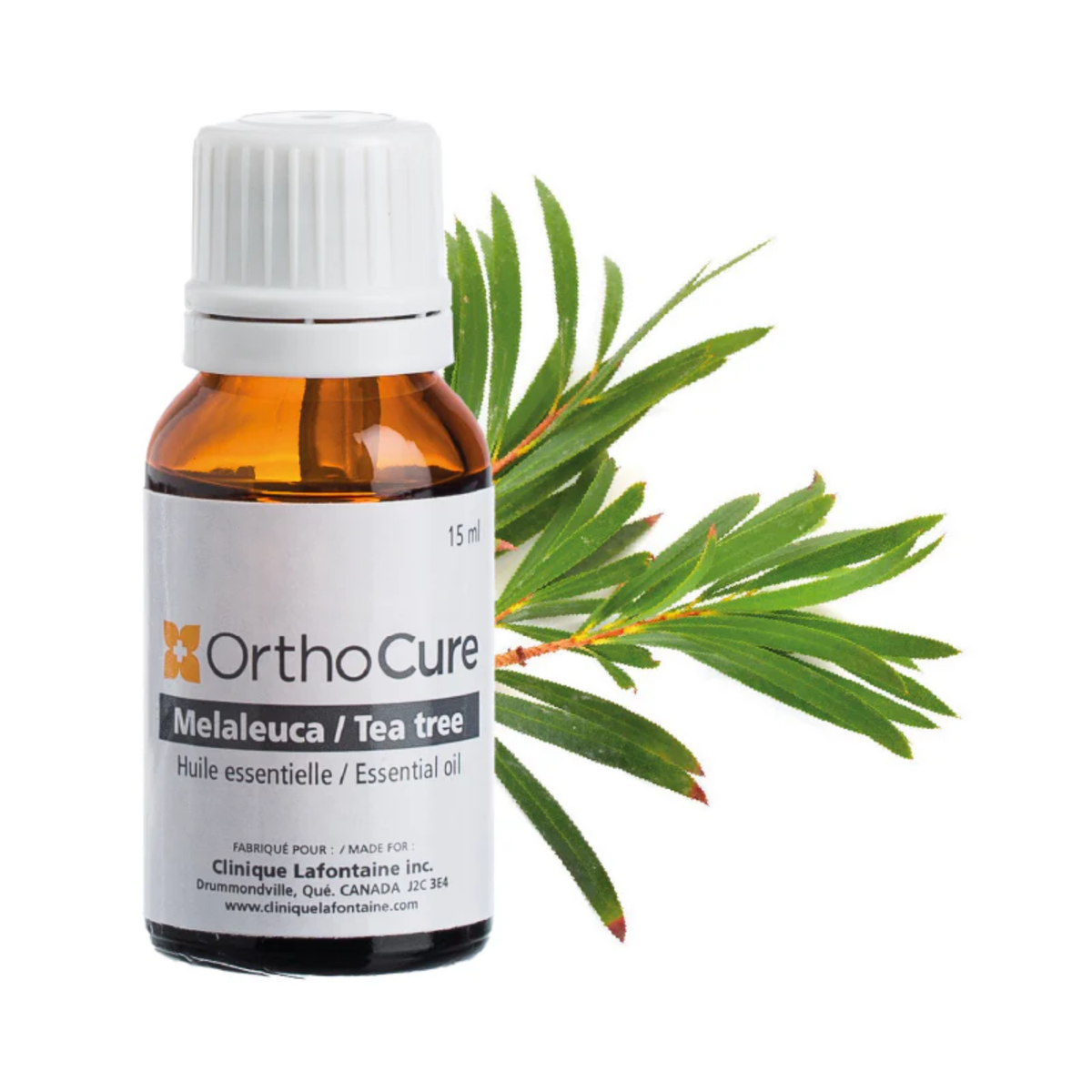 Huile essentielle de mélaleuca 15 ml OrthoCure — antiseptique et antifongique — Spa Santé Le Nénuphar