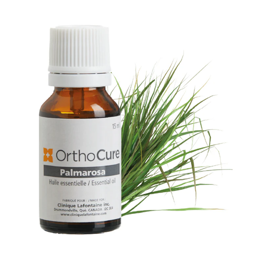 Huile essentielle de palmarosa 15 ml OrthoCure — régénérante et antibactérienne — Spa Santé Le Nénuphar