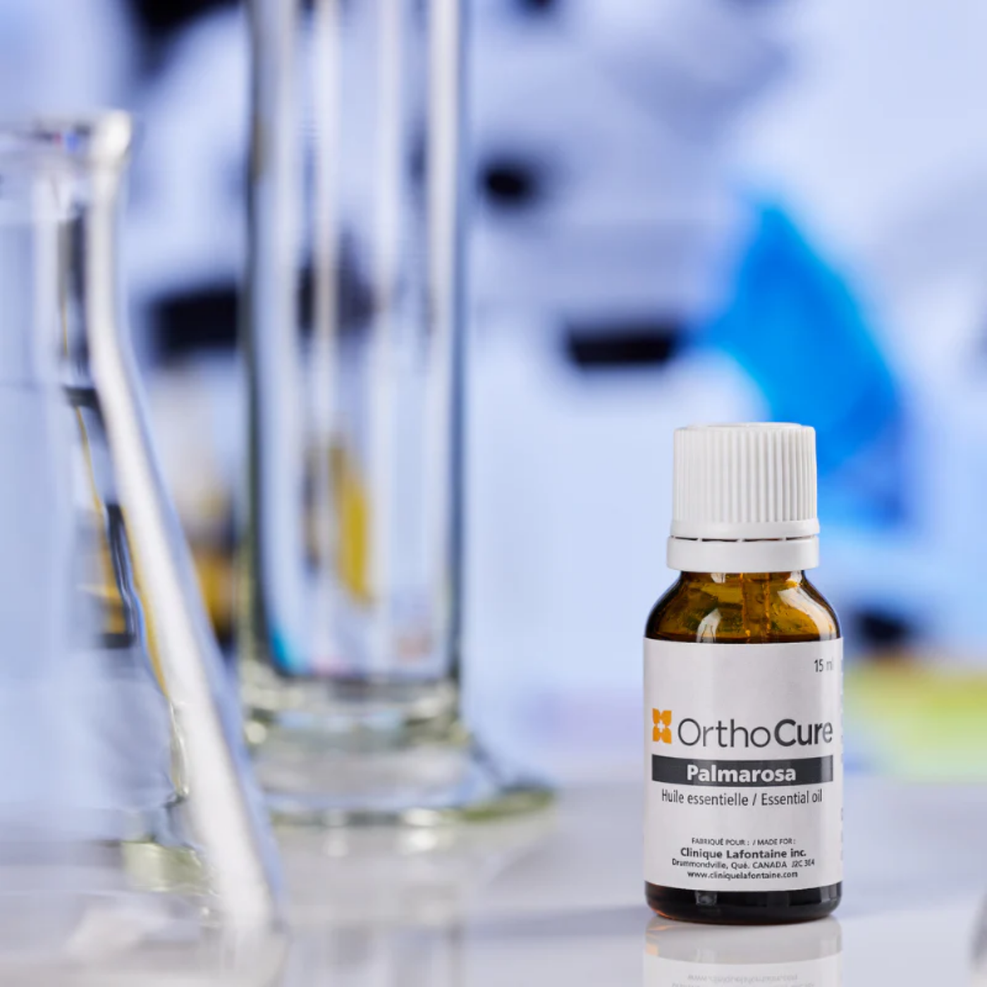 Huile essentielle de palmarosa OrthoCure — triple action peau et antistress — Spa Santé Le Nénuphar