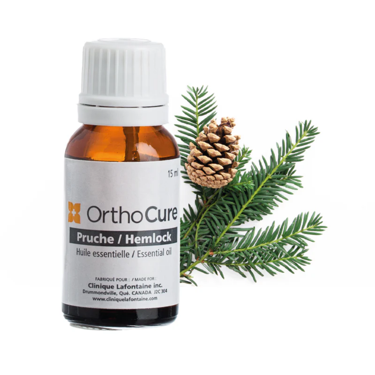 Huile essentielle de pruche 15 ml OrthoCure — antidépressive et équilibrante — Spa Santé Le Nénuphar