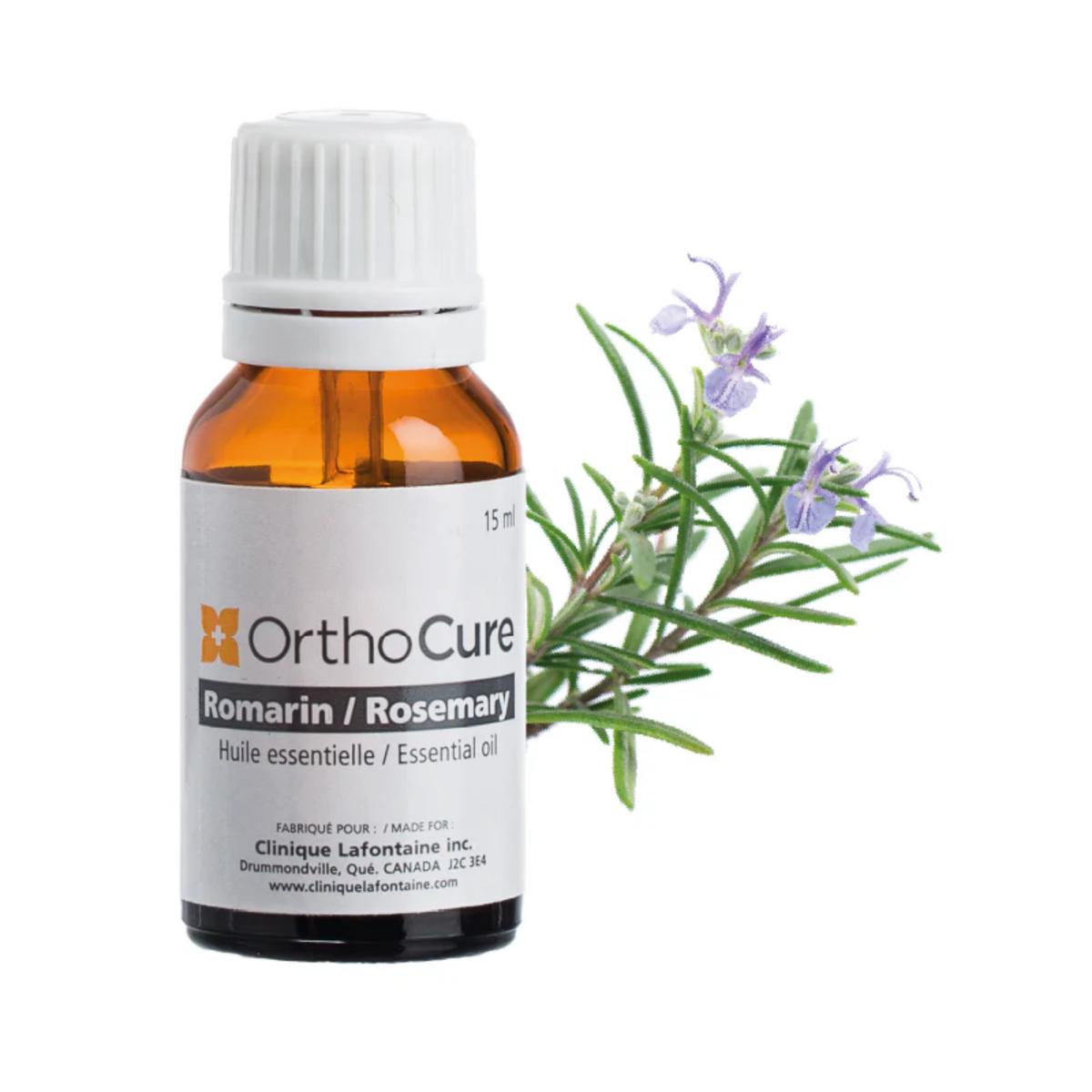 Huile essentielle de romarin 15 ml OrthoCure — expectorante et bactéricide — Spa Santé Le Nénuphar