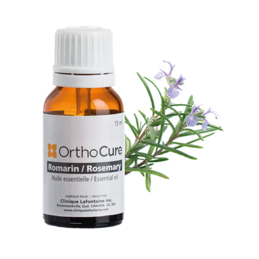 Huile essentielle de romarin 15 ml OrthoCure — expectorante et bactéricide — Spa Santé Le Nénuphar