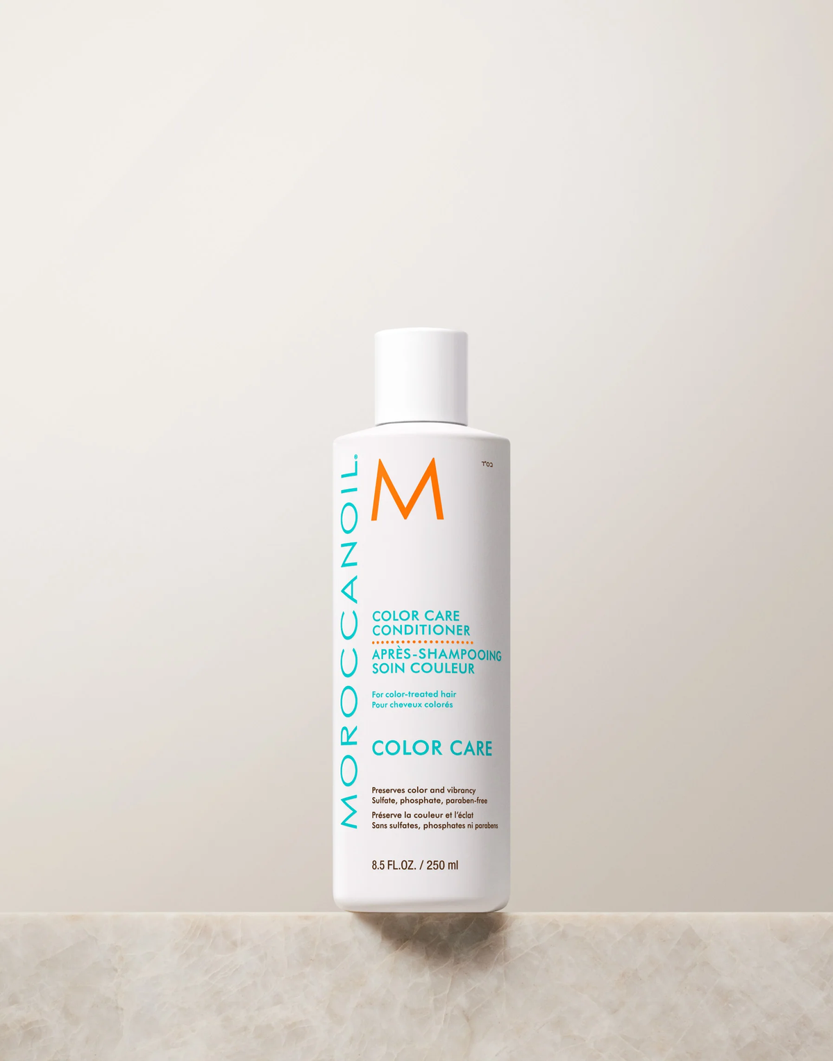 Après-Shampooing Soin Couleur Moroccanoil 250 ml — flacon blanc avec logo turquoise et orange