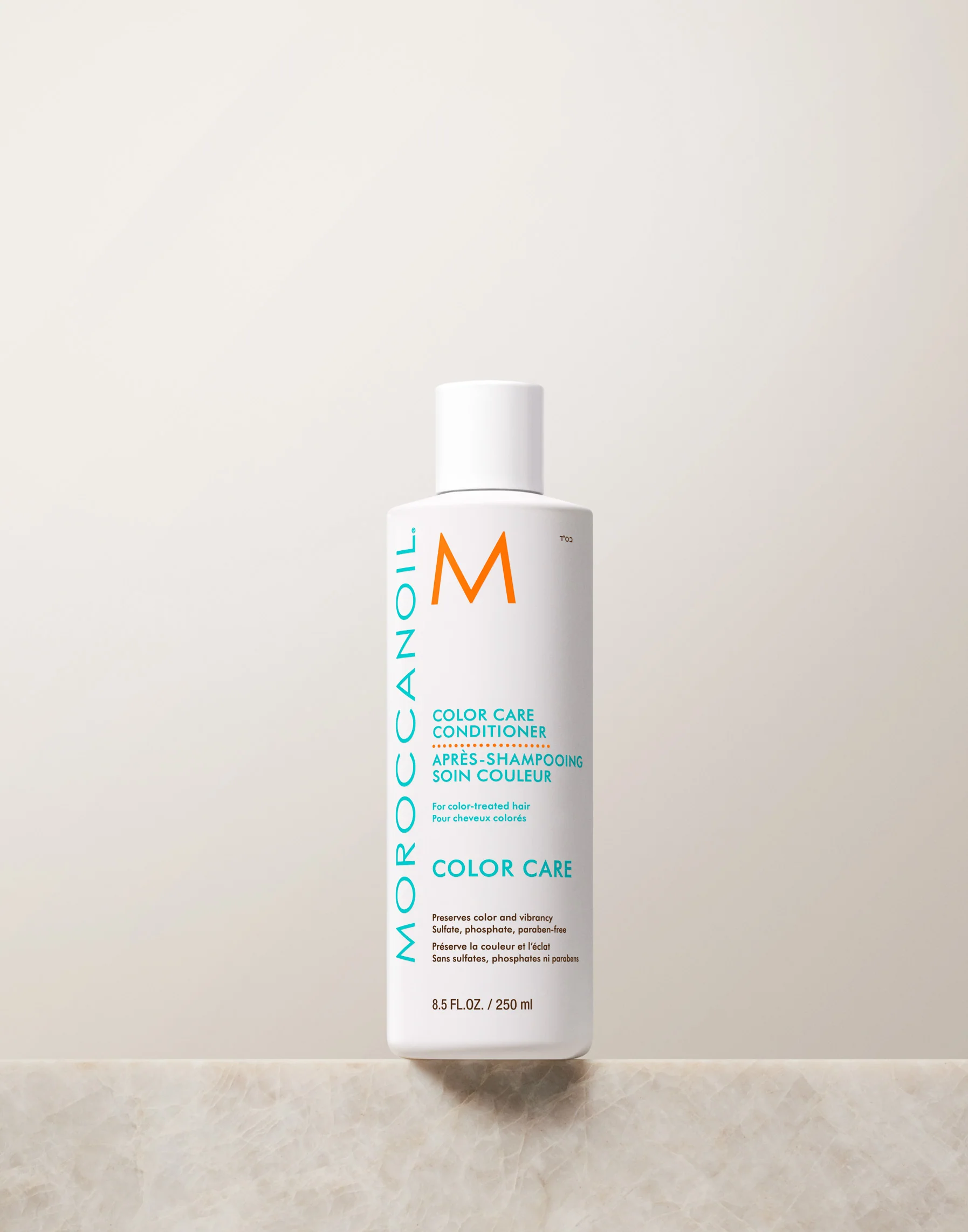 Après-Shampooing Soin Couleur Moroccanoil 250 ml — flacon blanc avec logo turquoise et orange