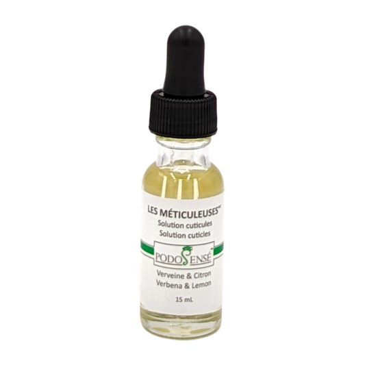 Huile pour cuticules Verveine & Citron Les Méticuleuses PodoSensé 15 ml — soin nourrissant aux huiles précieuses pour cuticules et ongles