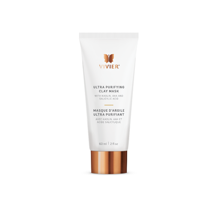 Masque d'argile ultra purifiant Vivier 60 ml — argile rouge et blanche Kaolin, AHA et vitamine E 