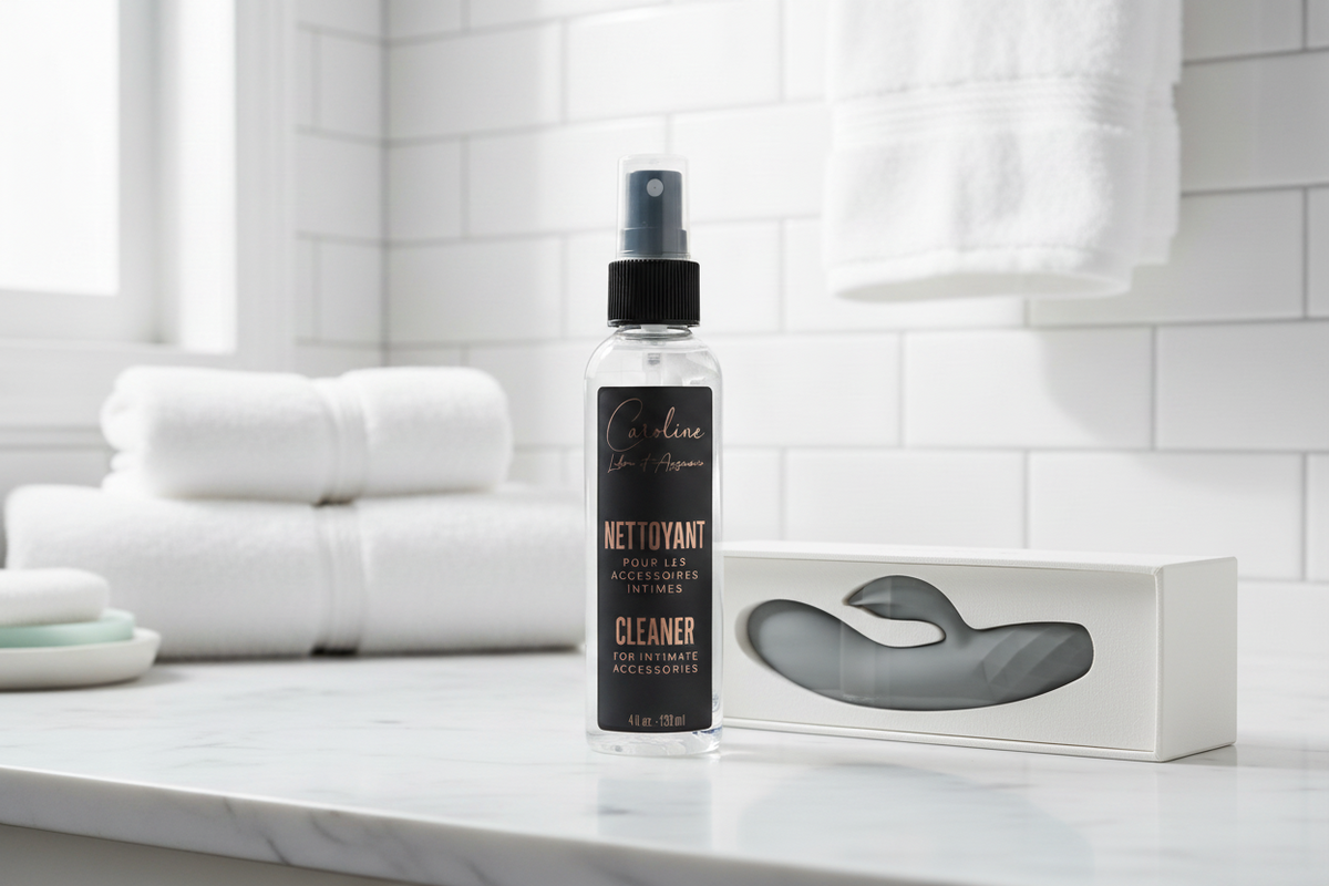 Nettoyant pour jouets intimes Caroline Néron — utilisation quotidienne, sécuritaire pour le silicone et le latex, parfum menthe poivrée — Spa Santé Le Nénuphar