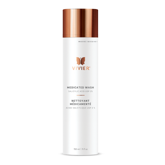 Nettoyant médicamenté Vivier 150 ml, avec acide salicylique USP 2 % et hexamidine pour peaux acnéiques — Spa Santé Le Nénuphar