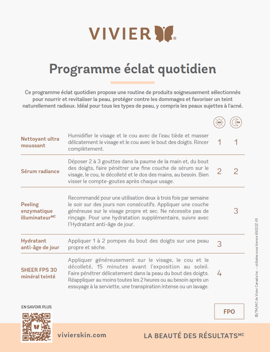 Programme éclat quotidien Vivier Prescription 3, routine complète pour illuminer le teint — Spa Santé Le Nénuphar