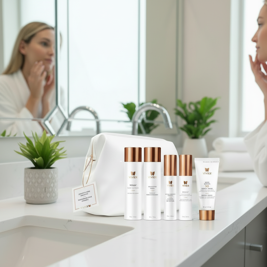 Programme peau sensible Vivier avec Hexam, Tonique Rafraîchissant, Complexe Solution pour les Rougeurs, Derma-V et Écran Solaire FPS 30 minéral teinté — Spa Santé Le Nénuphar