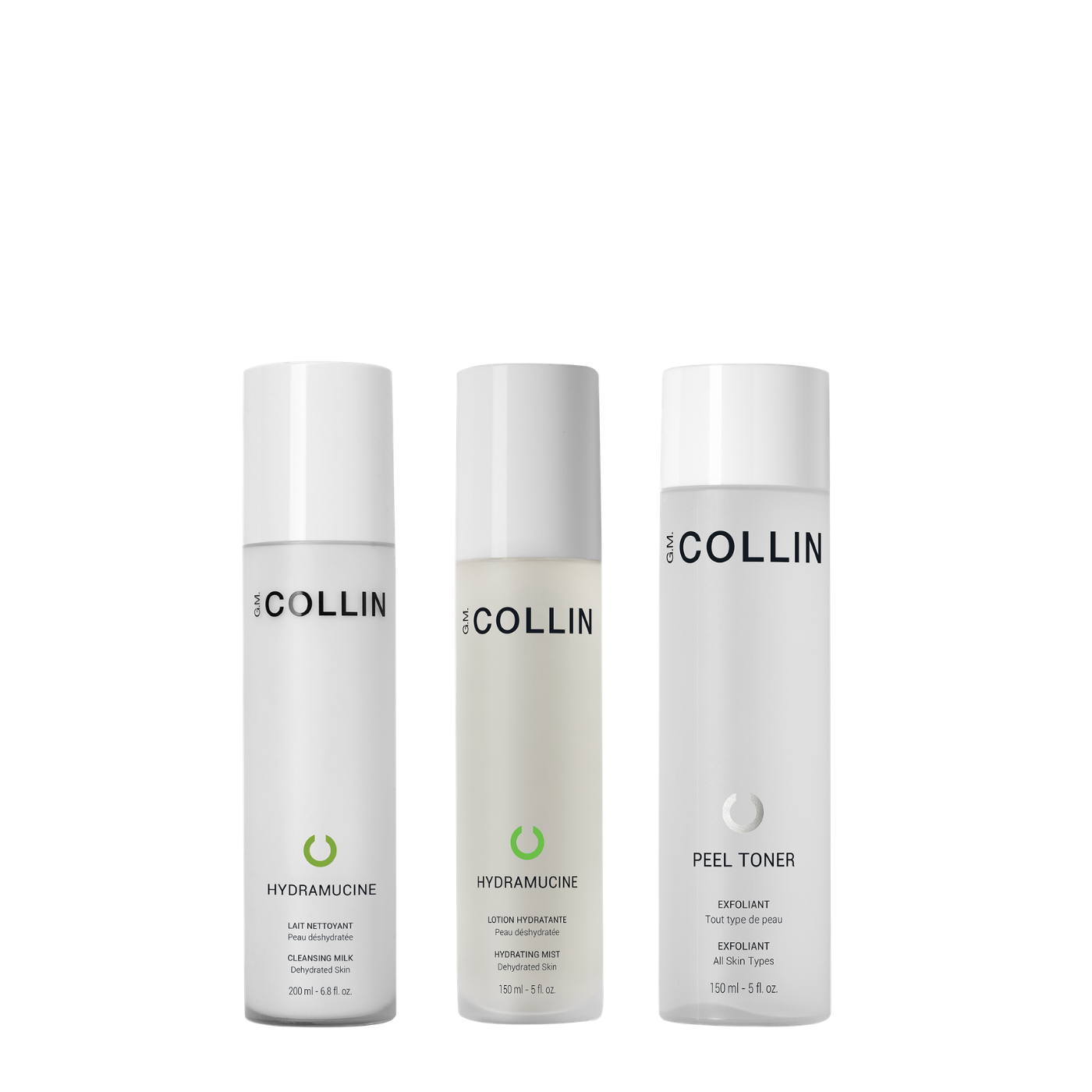 Promo ensemble Hydramucine: Peel Toner, Nettoyant et Lotion - G.M Collin